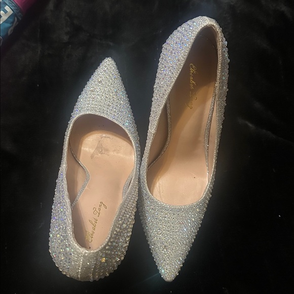 Sparkling Silver Elisabet Tang NEW STUNNING 5” Rhinestone Heels PERFECTION 8.5 M - Picture 15 of 16
